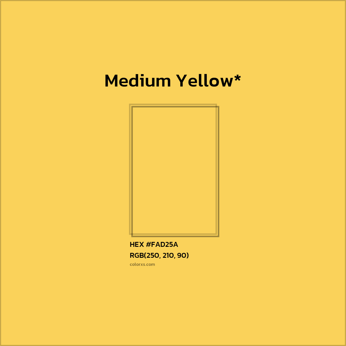 #FAD25A hex color. RGB, RYB, CMYK, HSL, HSV codes and color conversions. Matching color names, palettes, paints.
