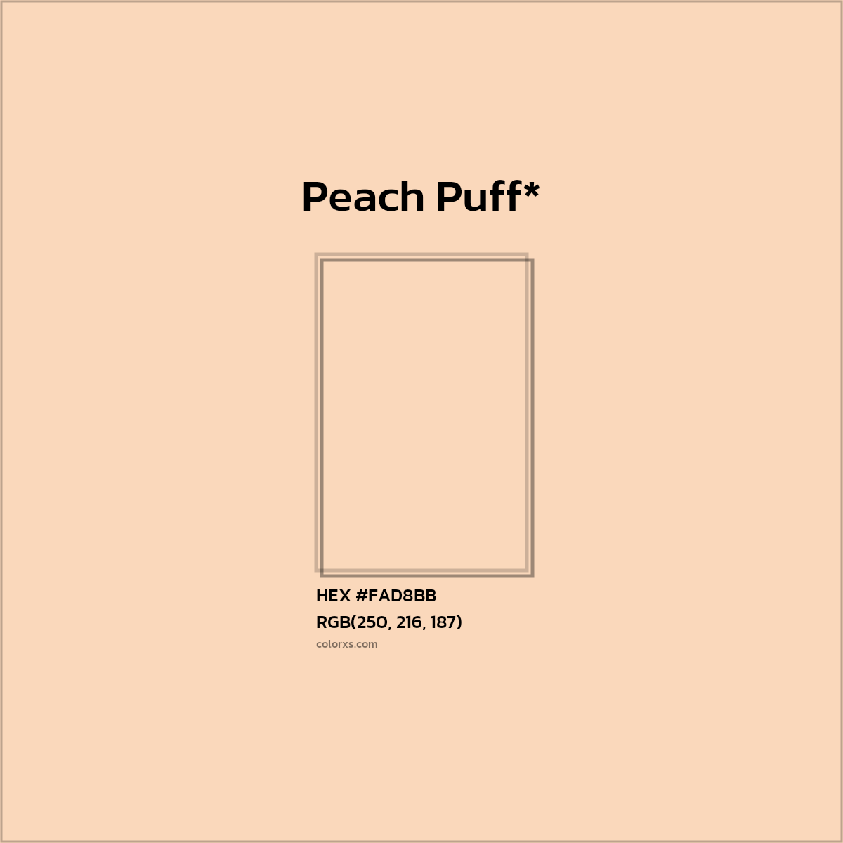 #FAD8BB hex color. RGB, RYB, CMYK, HSL, HSV codes and color conversions. Matching color names, palettes, paints.