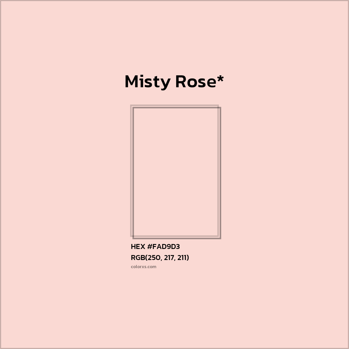 #FAD9D3 hex color. RGB, RYB, CMYK, HSL, HSV codes and color conversions. Matching color names, palettes, paints.