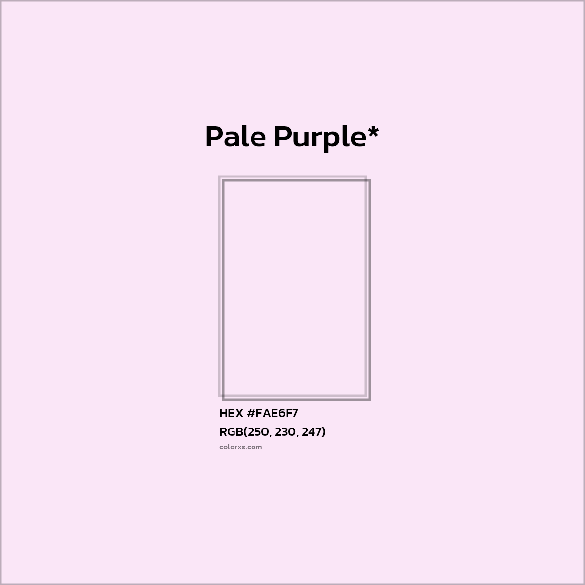 #FAE6F7 hex color. RGB, RYB, CMYK, HSL, HSV codes and color conversions. Matching color names, palettes, paints.
