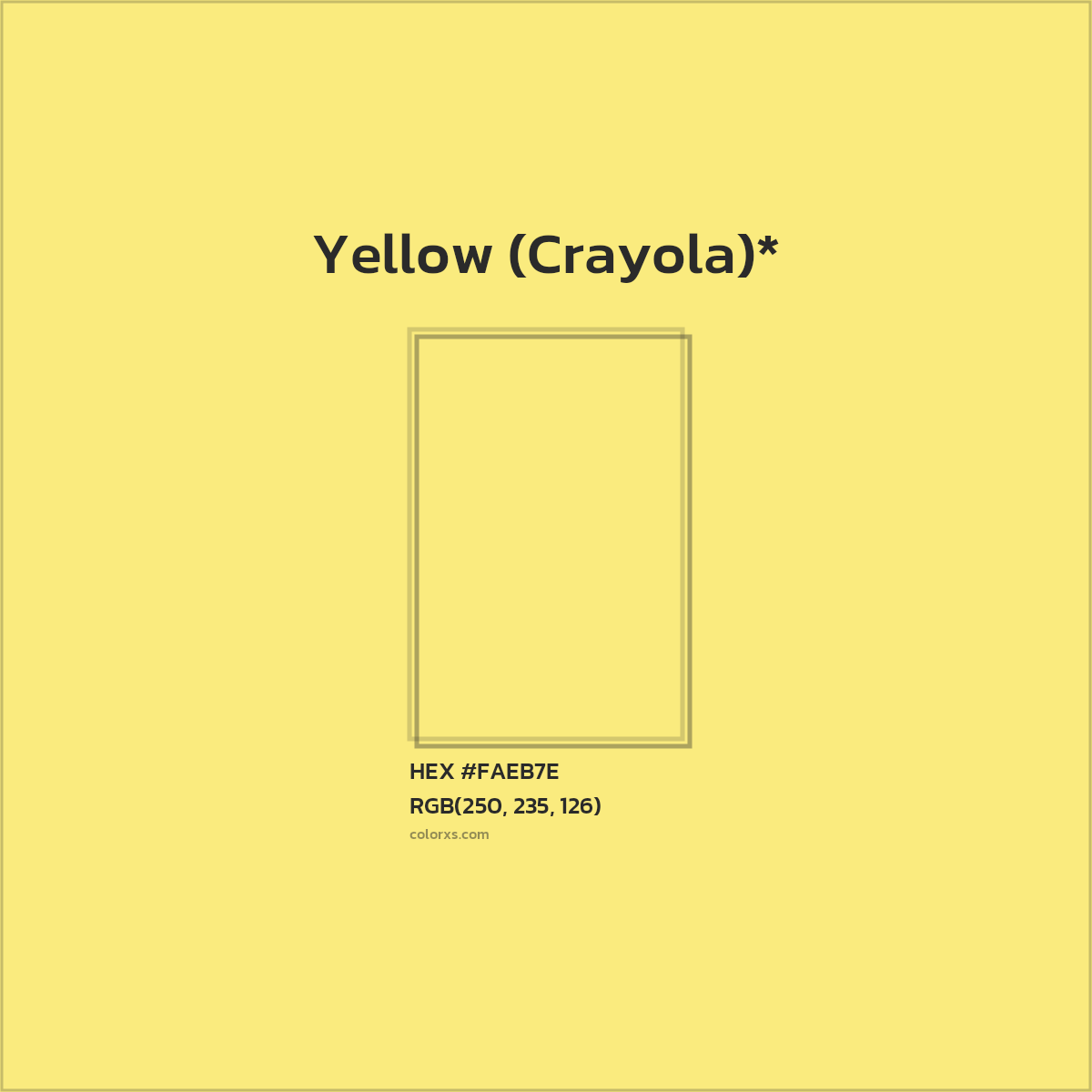 #FAEB7E hex color. RGB, RYB, CMYK, HSL, HSV codes and color conversions. Matching color names, palettes, paints.