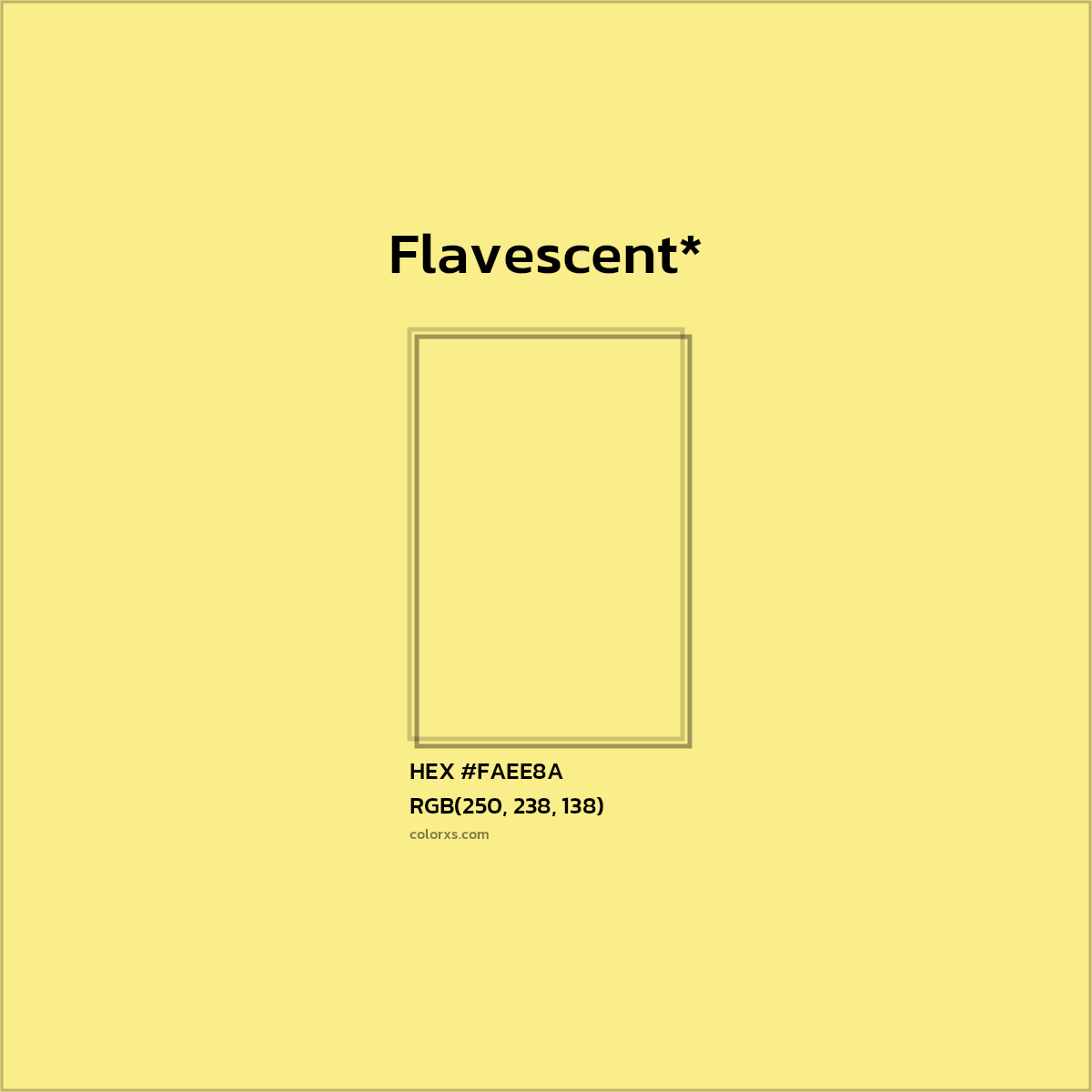 #FAEE8A hex color. RGB, RYB, CMYK, HSL, HSV codes and color conversions. Matching color names, palettes, paints.