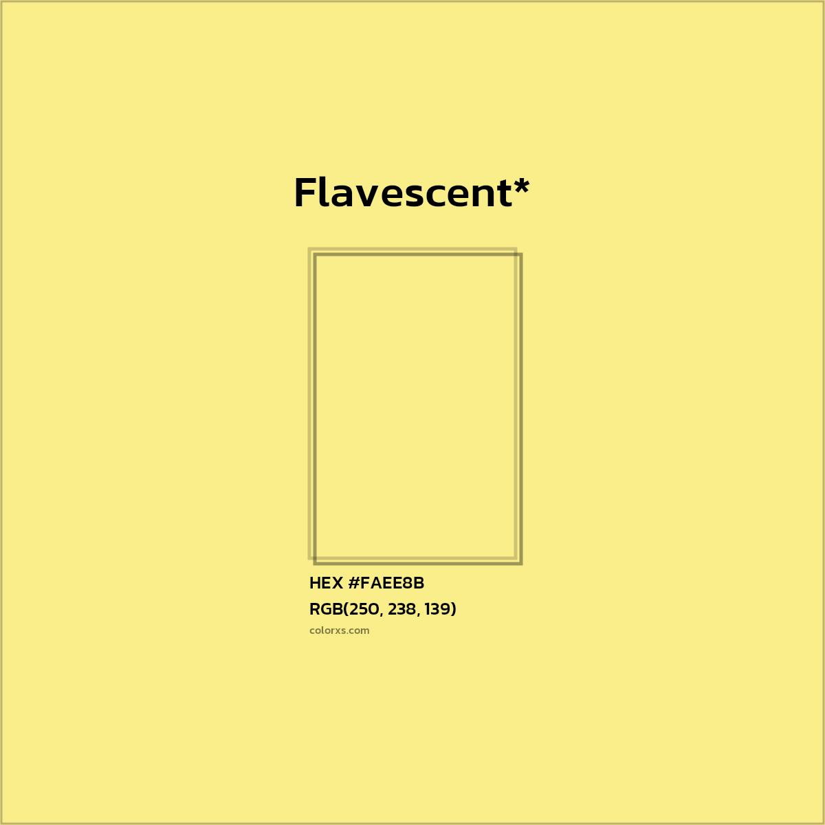 #FAEE8B hex color. RGB, RYB, CMYK, HSL, HSV codes and color conversions. Matching color names, palettes, paints.