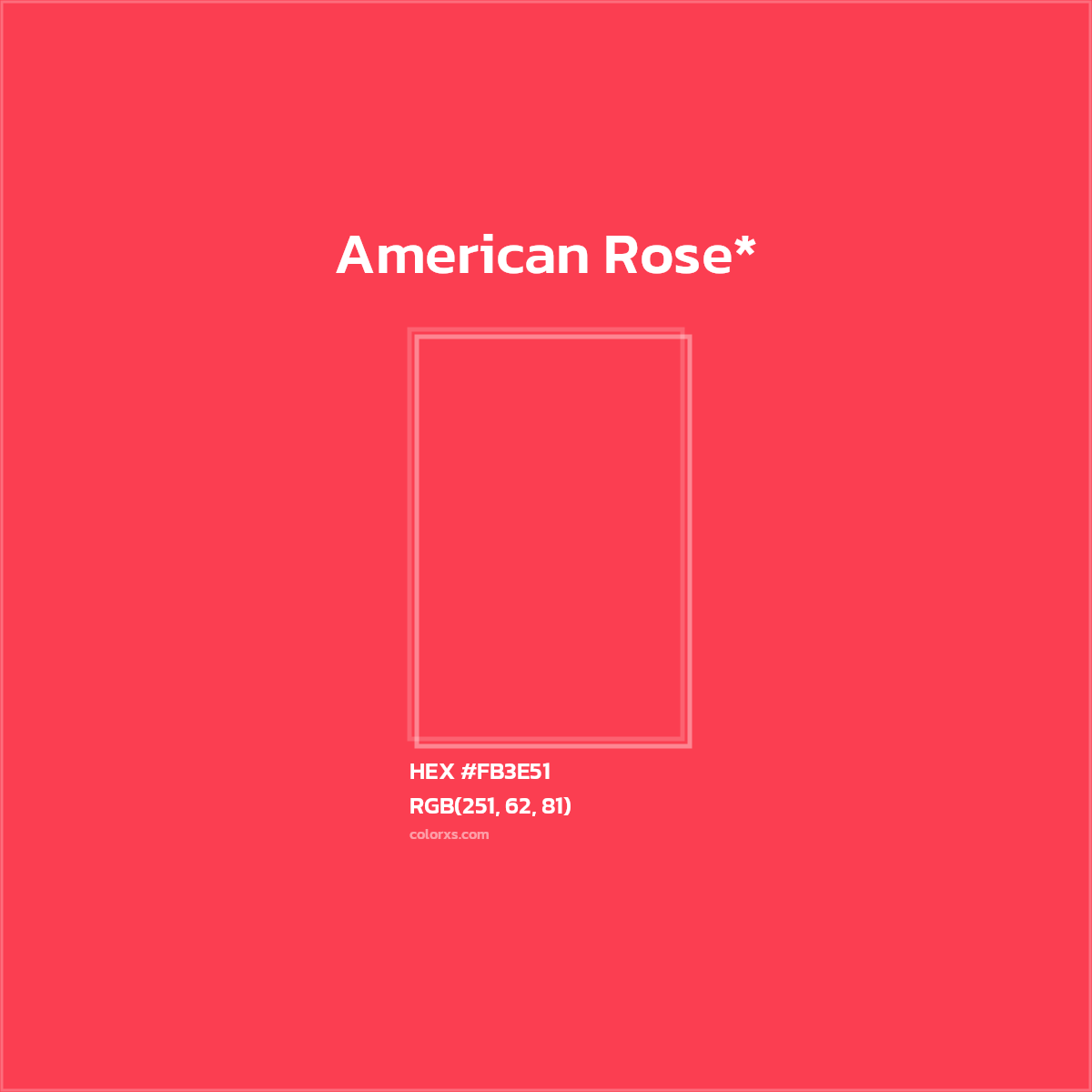 #FB3E51 hex color. RGB, RYB, CMYK, HSL, HSV codes and color conversions. Matching color names, palettes, paints.