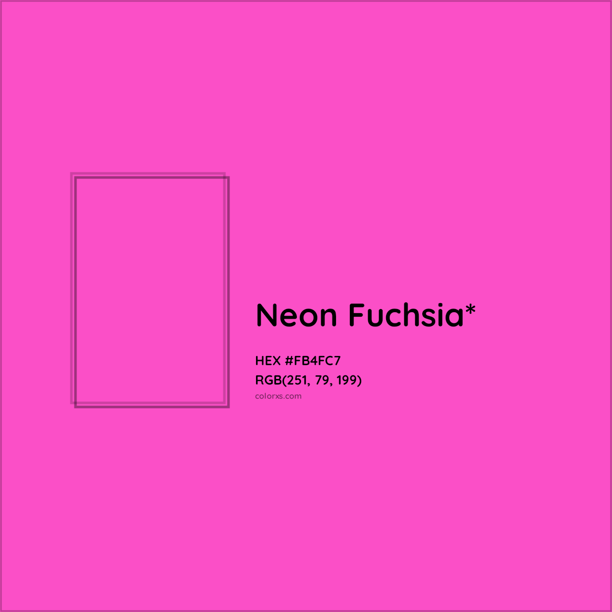 #FB4FC7 hex color. RGB, RYB, CMYK, HSL, HSV codes and color conversions. Matching color names, palettes, paints.