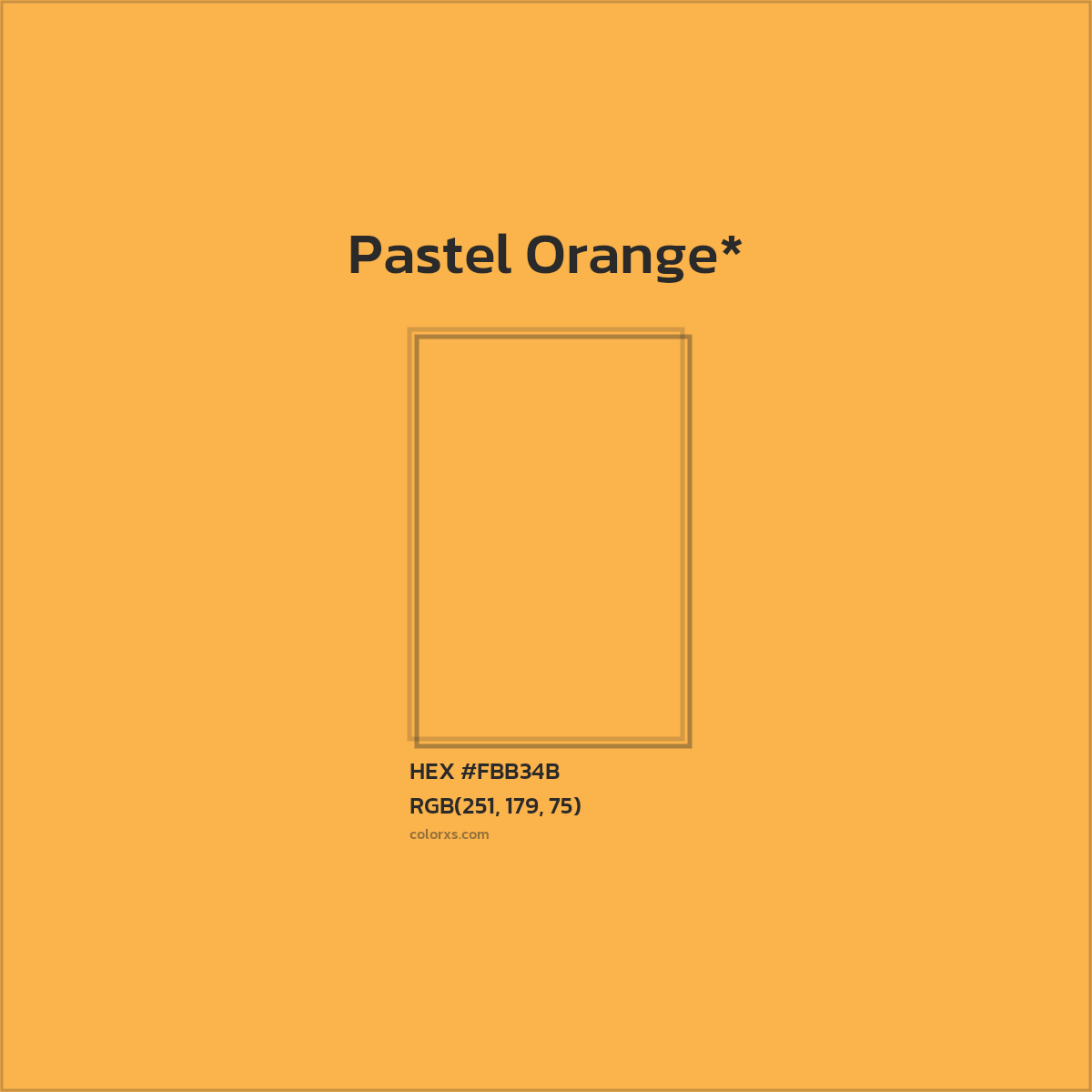 #FBB34B hex color. RGB, RYB, CMYK, HSL, HSV codes and color conversions. Matching color names, palettes, paints.