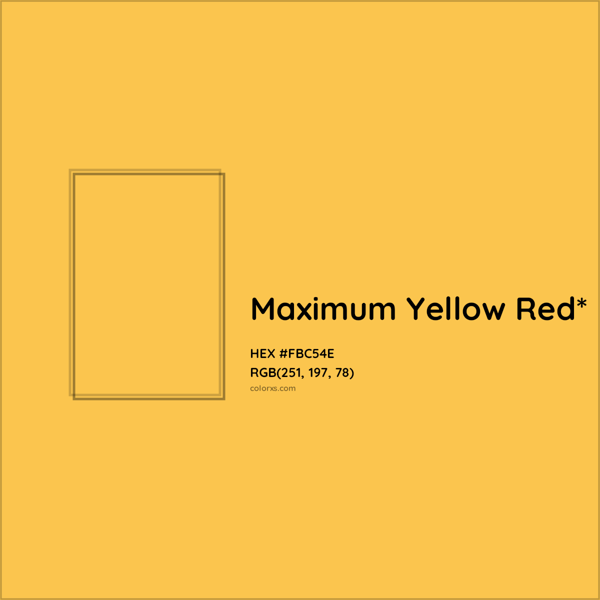 #FBC54E hex color. RGB, RYB, CMYK, HSL, HSV codes and color conversions. Matching color names, palettes, paints.