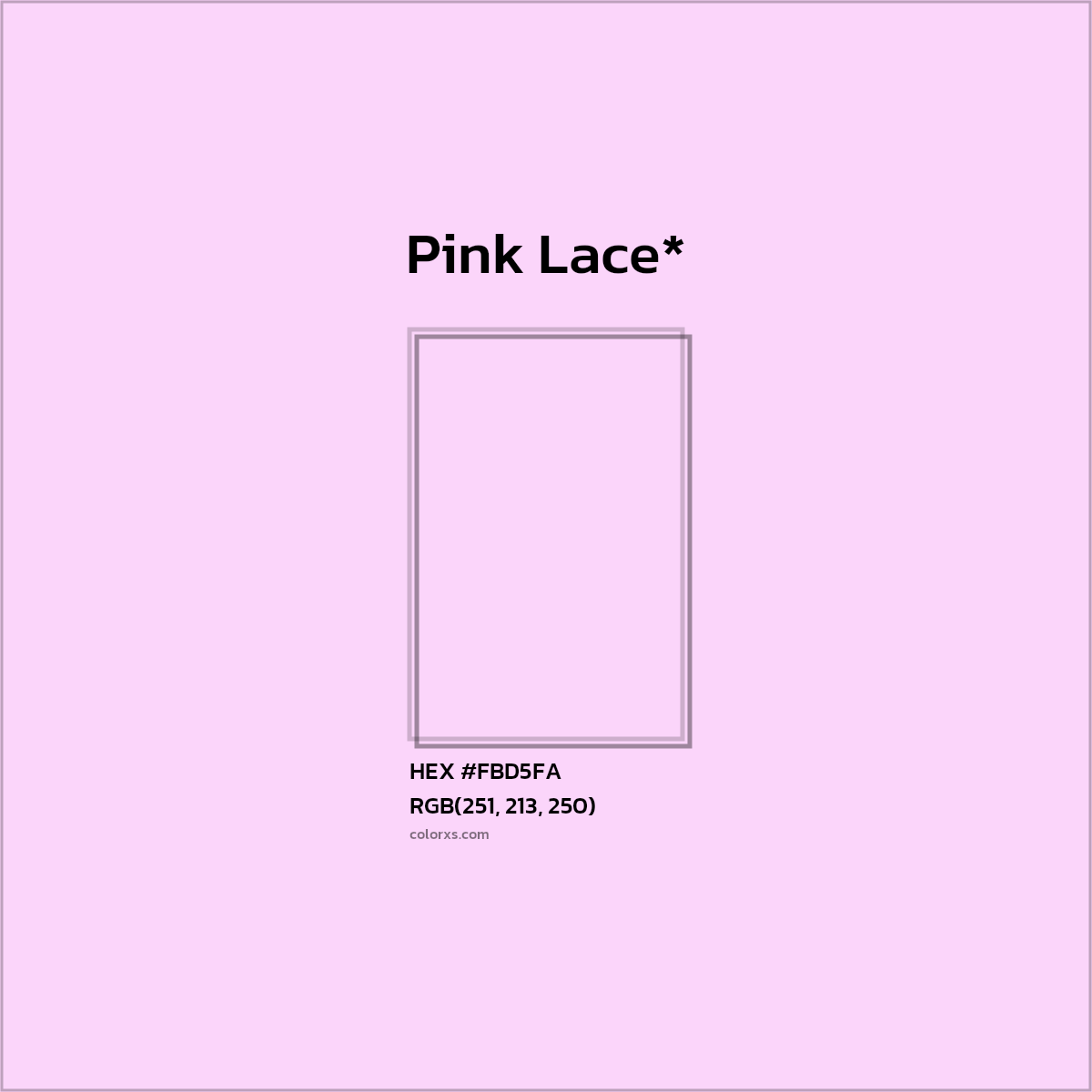 #FBD5FA hex color. RGB, RYB, CMYK, HSL, HSV codes and color conversions. Matching color names, palettes, paints.