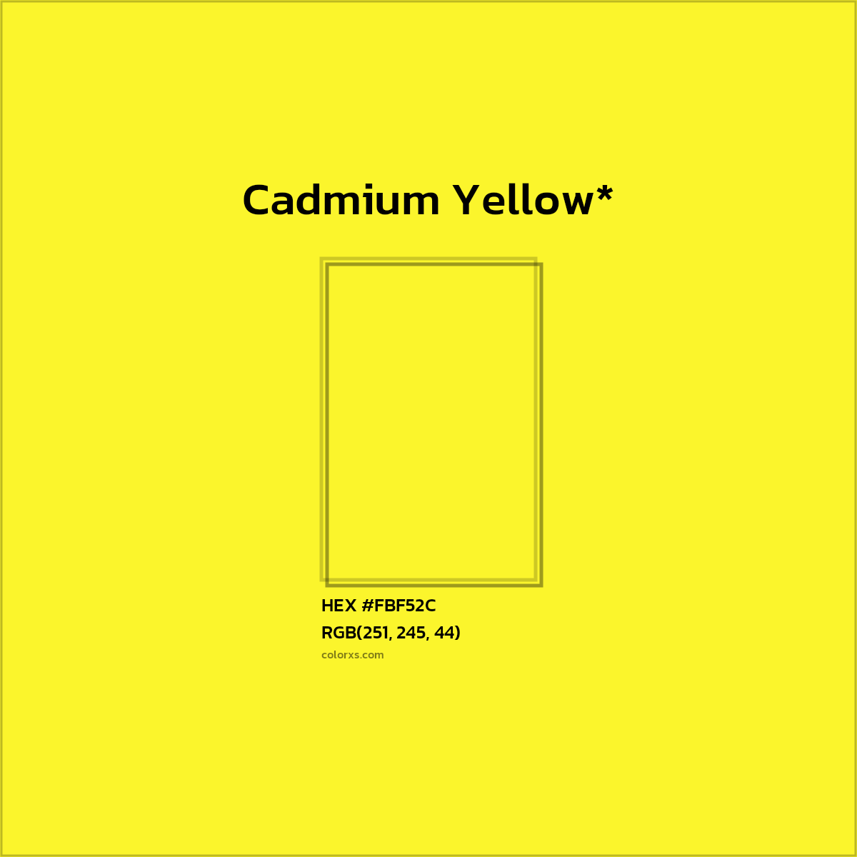 #FBF52C hex color. RGB, RYB, CMYK, HSL, HSV codes and color conversions. Matching color names, palettes, paints.