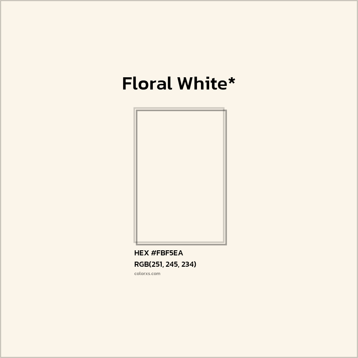 #FBF5EA hex color. RGB, RYB, CMYK, HSL, HSV codes and color conversions. Matching color names, palettes, paints.