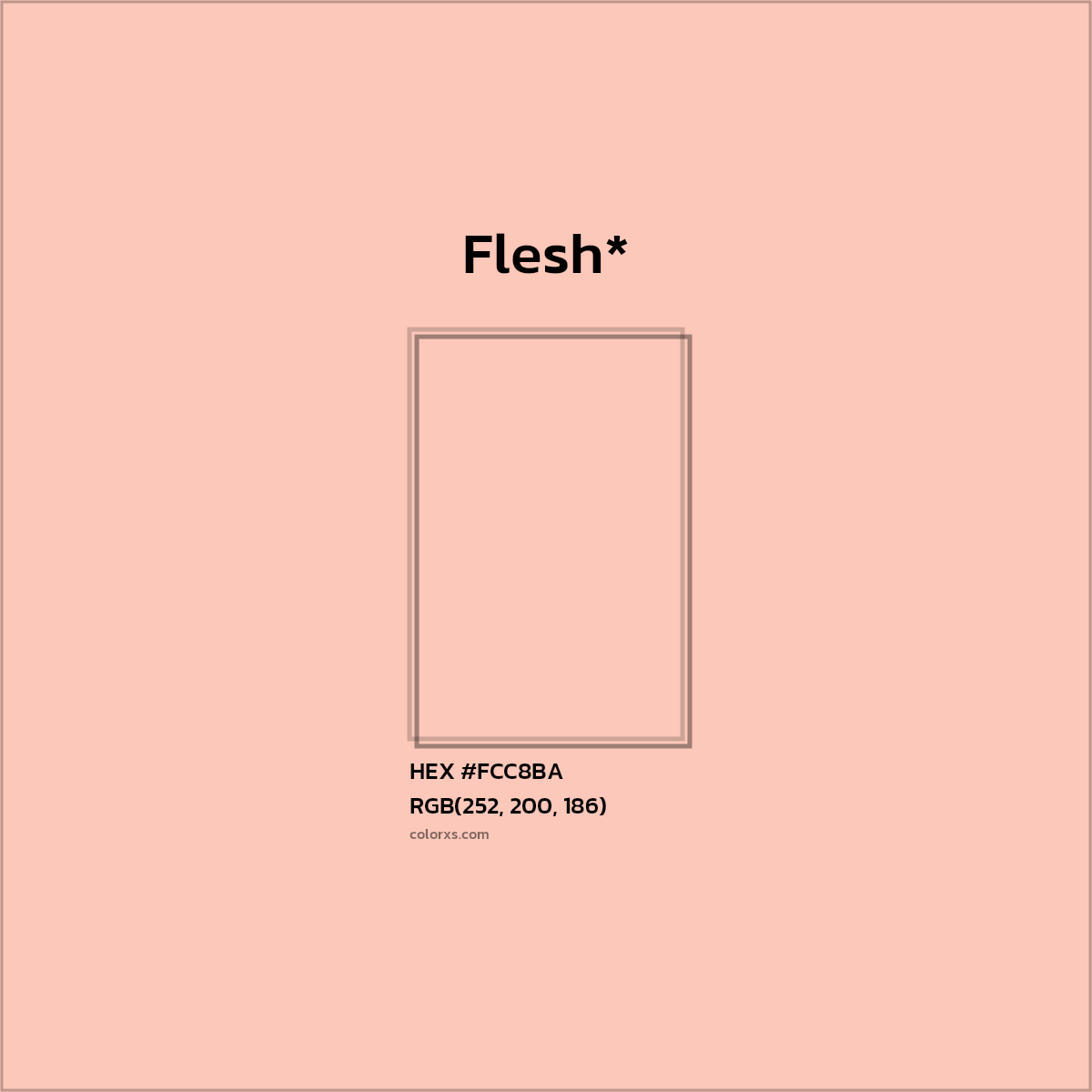 #FCC8BA hex color. RGB, RYB, CMYK, HSL, HSV codes and color conversions. Matching color names, palettes, paints.