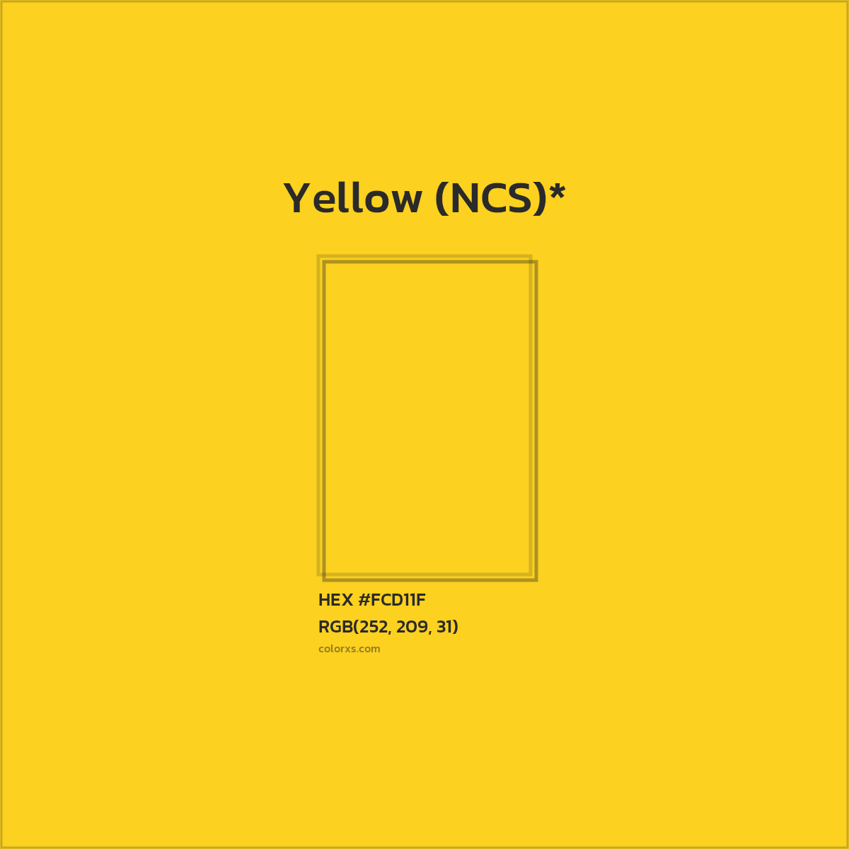 #FCD11F hex color. RGB, RYB, CMYK, HSL, HSV codes and color conversions. Matching color names, palettes, paints.