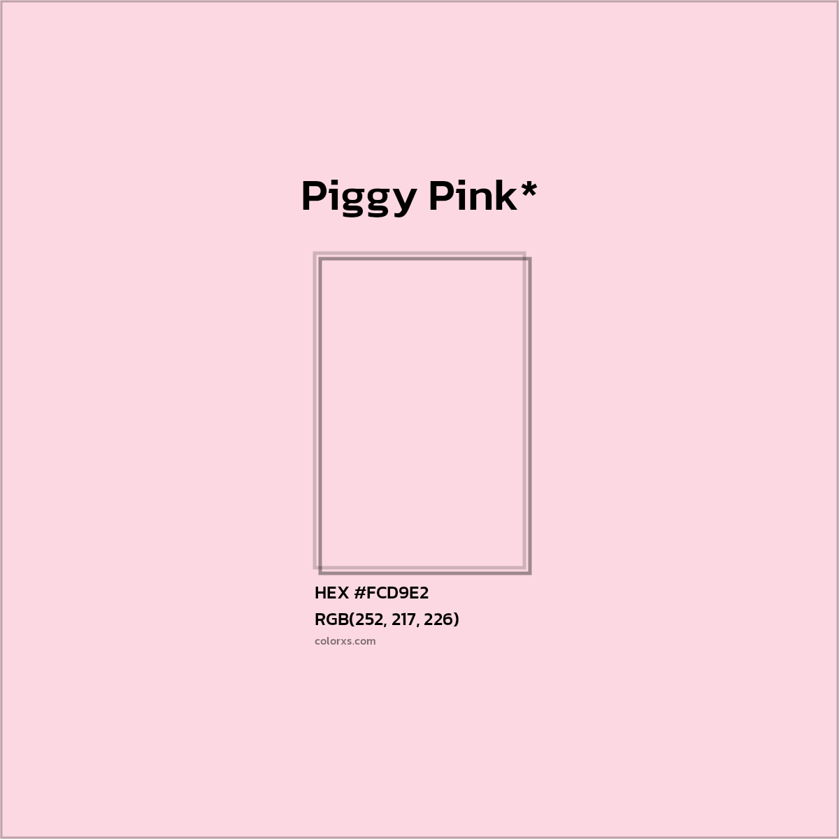 #FCD9E2 hex color. RGB, RYB, CMYK, HSL, HSV codes and color conversions. Matching color names, palettes, paints.