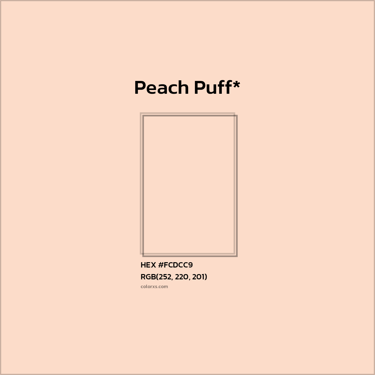 #FCDCC9 hex color. RGB, RYB, CMYK, HSL, HSV codes and color conversions. Matching color names, palettes, paints.