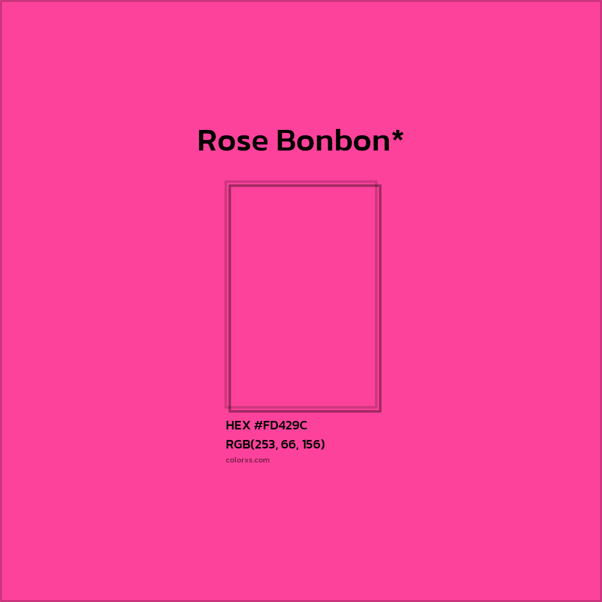 #FD429C hex color. RGB, RYB, CMYK, HSL, HSV codes and color conversions. Matching color names, palettes, paints.