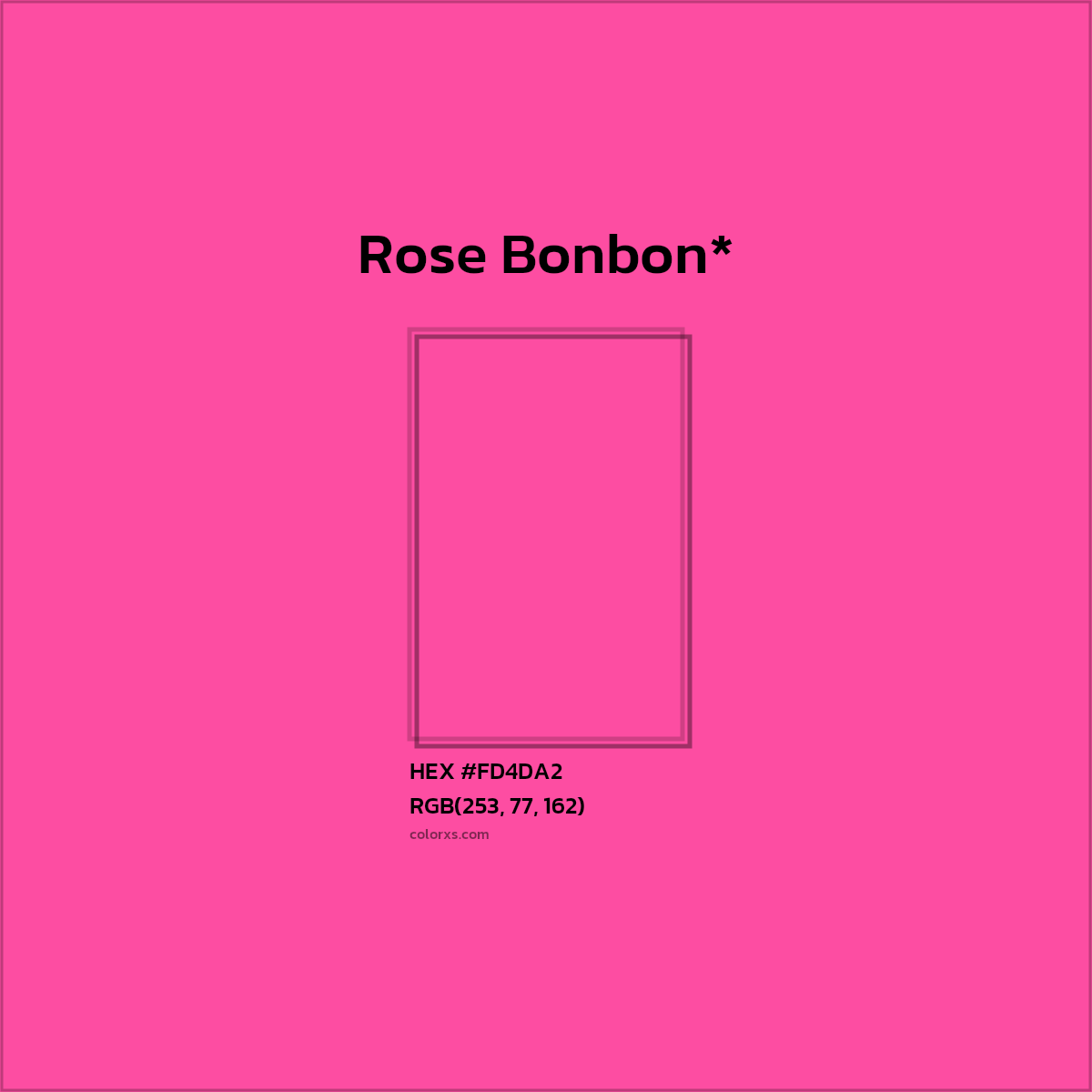 #FD4DA2 hex color. RGB, RYB, CMYK, HSL, HSV codes and color conversions. Matching color names, palettes, paints.