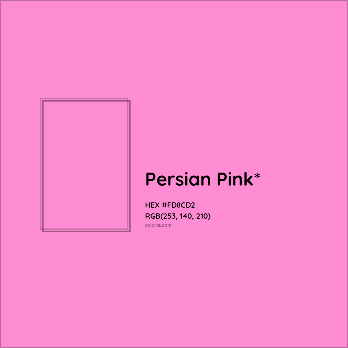 #FD8CD2 hex color. RGB, RYB, CMYK, HSL, HSV codes and color conversions. Matching color names, palettes, paints.