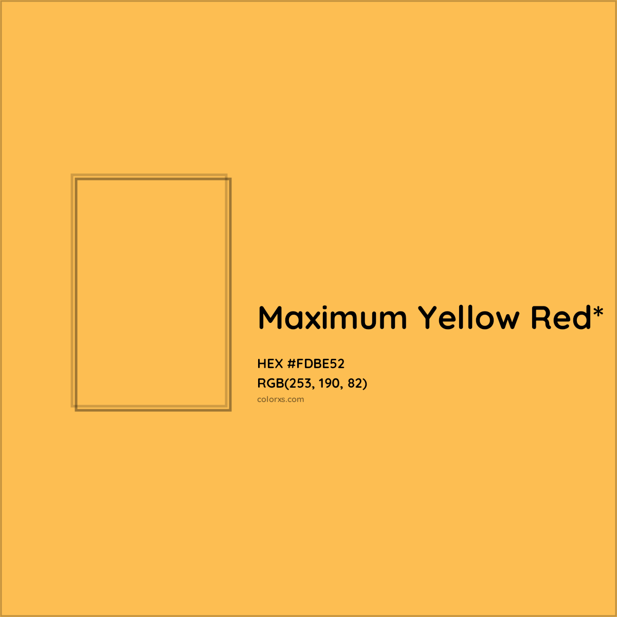 #FDBE52 hex color. RGB, RYB, CMYK, HSL, HSV codes and color conversions. Matching color names, palettes, paints.