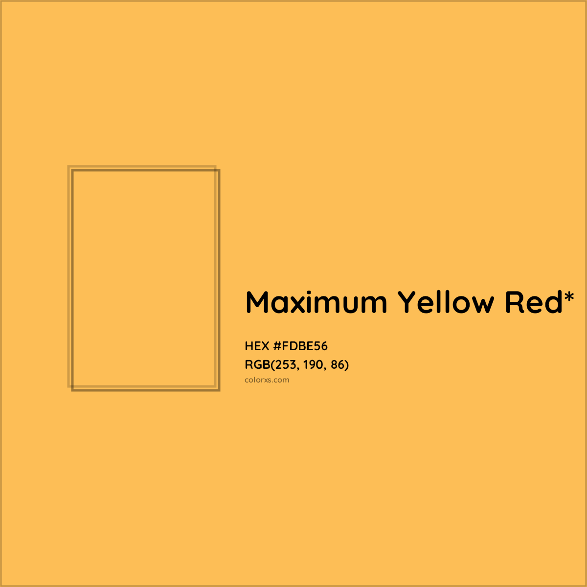 #FDBE56 hex color. RGB, RYB, CMYK, HSL, HSV codes and color conversions. Matching color names, palettes, paints.