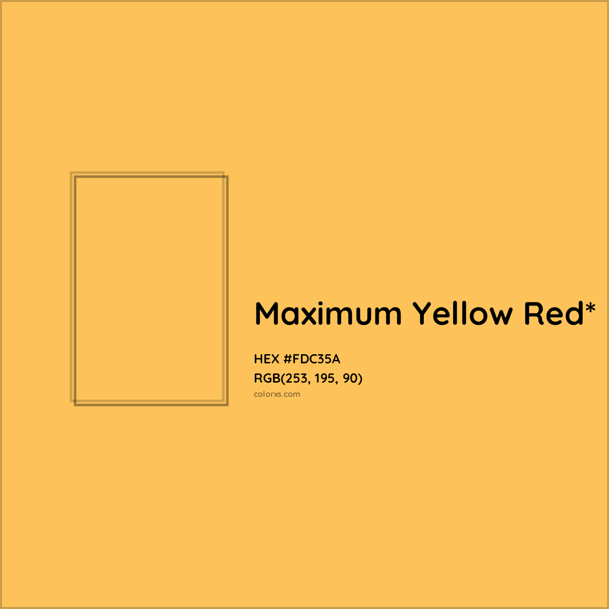 #FDC35A hex color. RGB, RYB, CMYK, HSL, HSV codes and color conversions. Matching color names, palettes, paints.