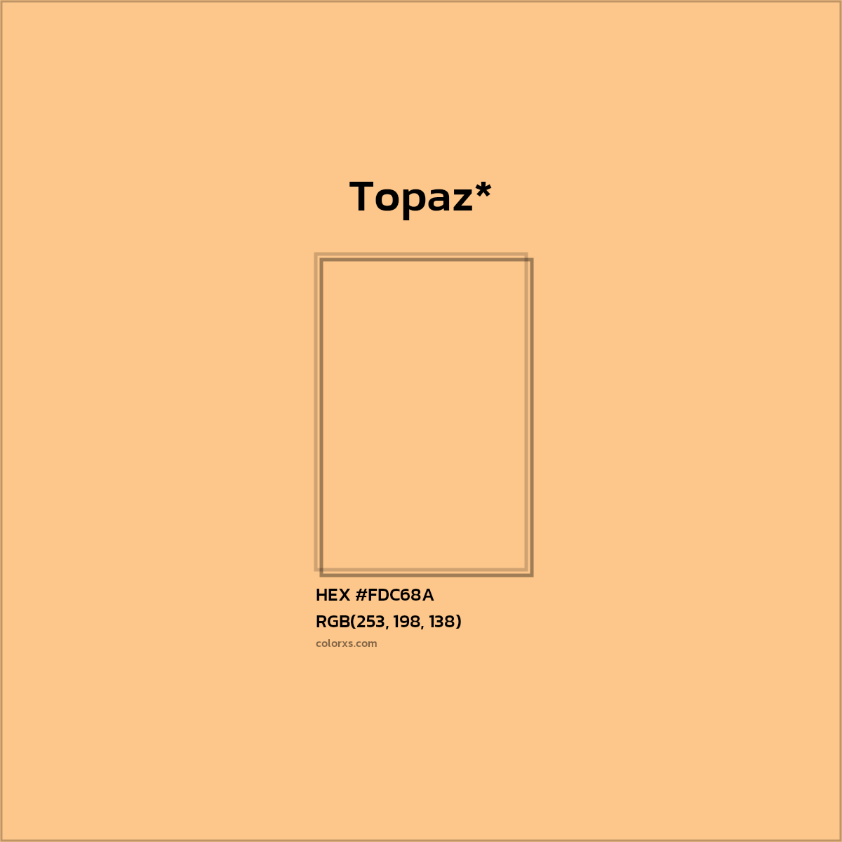 #FDC68A hex color. RGB, RYB, CMYK, HSL, HSV codes and color conversions. Matching color names, palettes, paints.