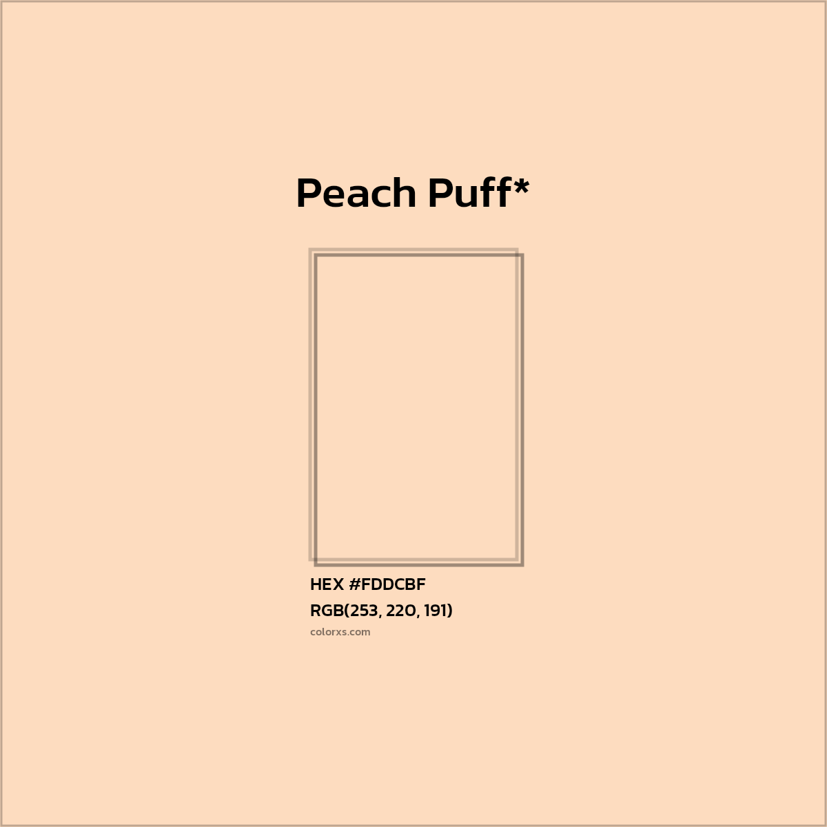 #FDDCBF hex color. RGB, RYB, CMYK, HSL, HSV codes and color conversions. Matching color names, palettes, paints.
