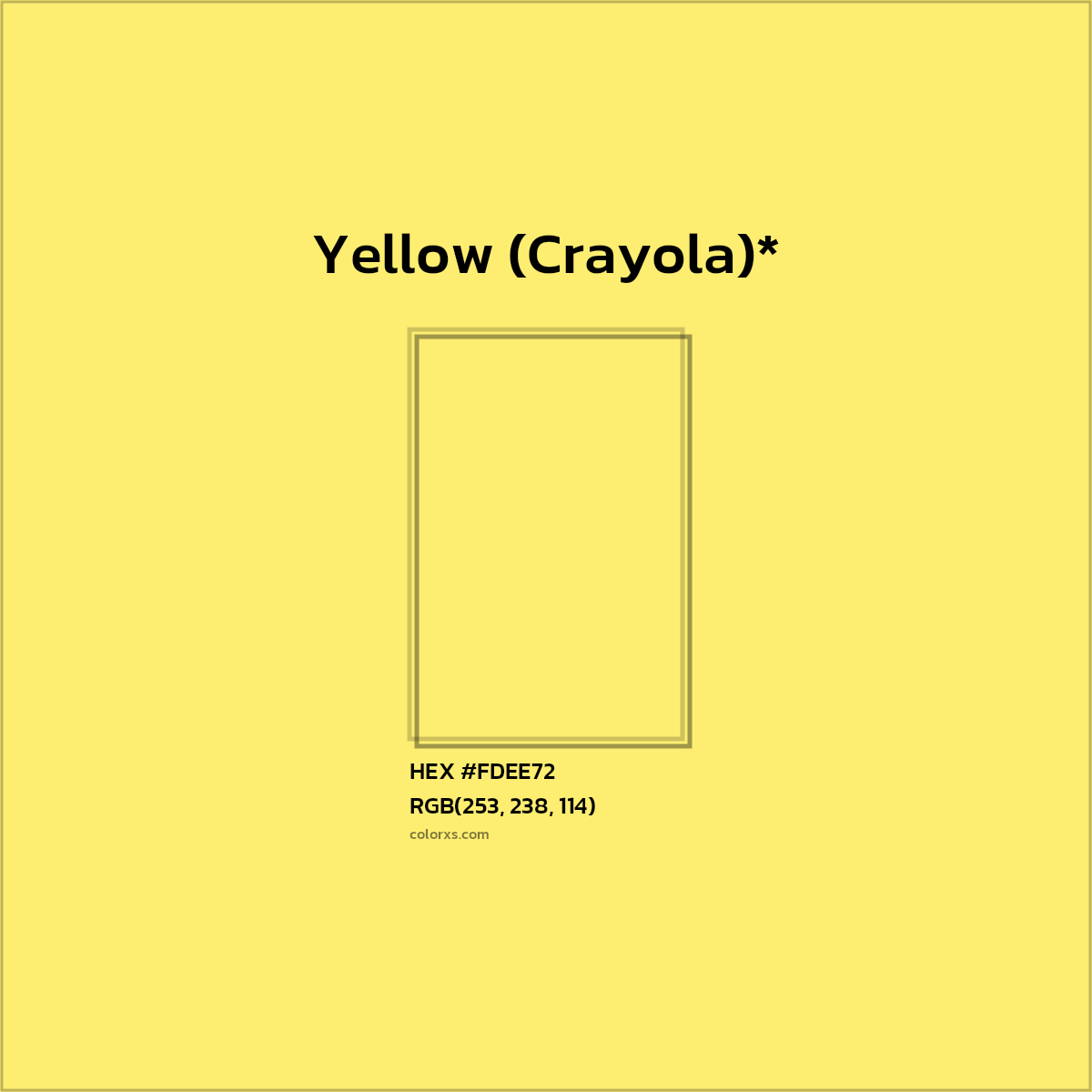 #FDEE72 hex color. RGB, RYB, CMYK, HSL, HSV codes and color conversions. Matching color names, palettes, paints.