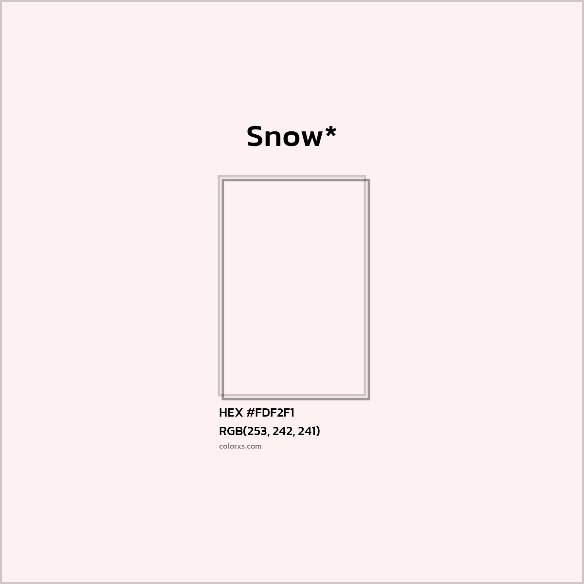 #FDF2F1 hex color. RGB, RYB, CMYK, HSL, HSV codes and color conversions. Matching color names, palettes, paints.
