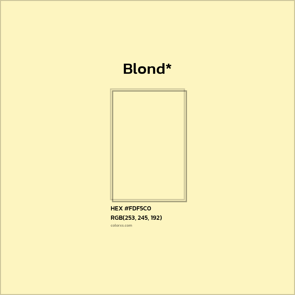 #FDF5C0 hex color. RGB, RYB, CMYK, HSL, HSV codes and color conversions. Matching color names, palettes, paints.