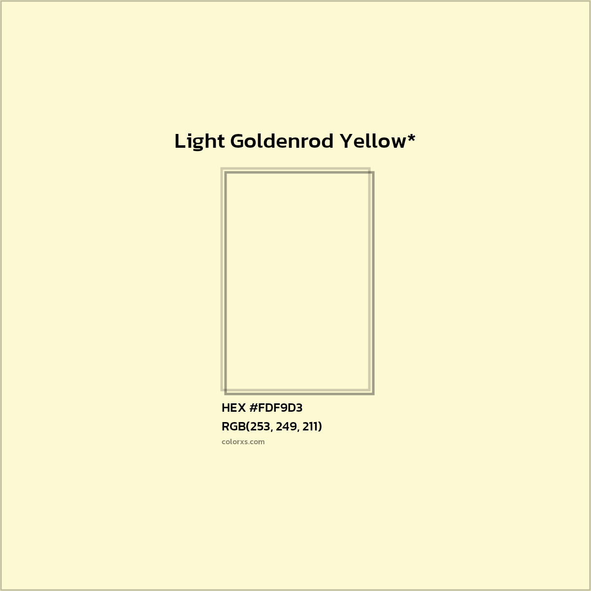 #FDF9D3 hex color. RGB, RYB, CMYK, HSL, HSV codes and color conversions. Matching color names, palettes, paints.