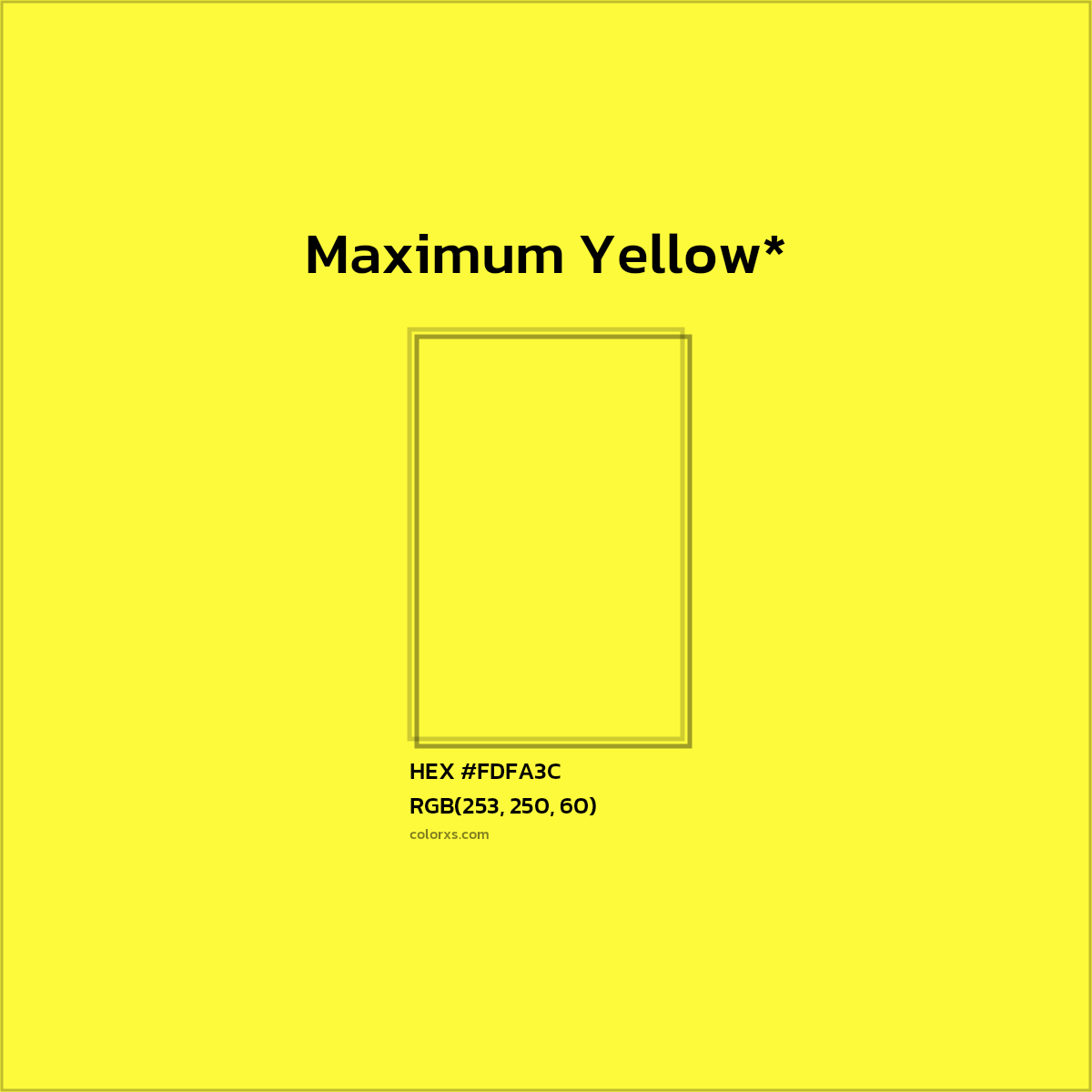 #FDFA3C hex color. RGB, RYB, CMYK, HSL, HSV codes and color conversions. Matching color names, palettes, paints.