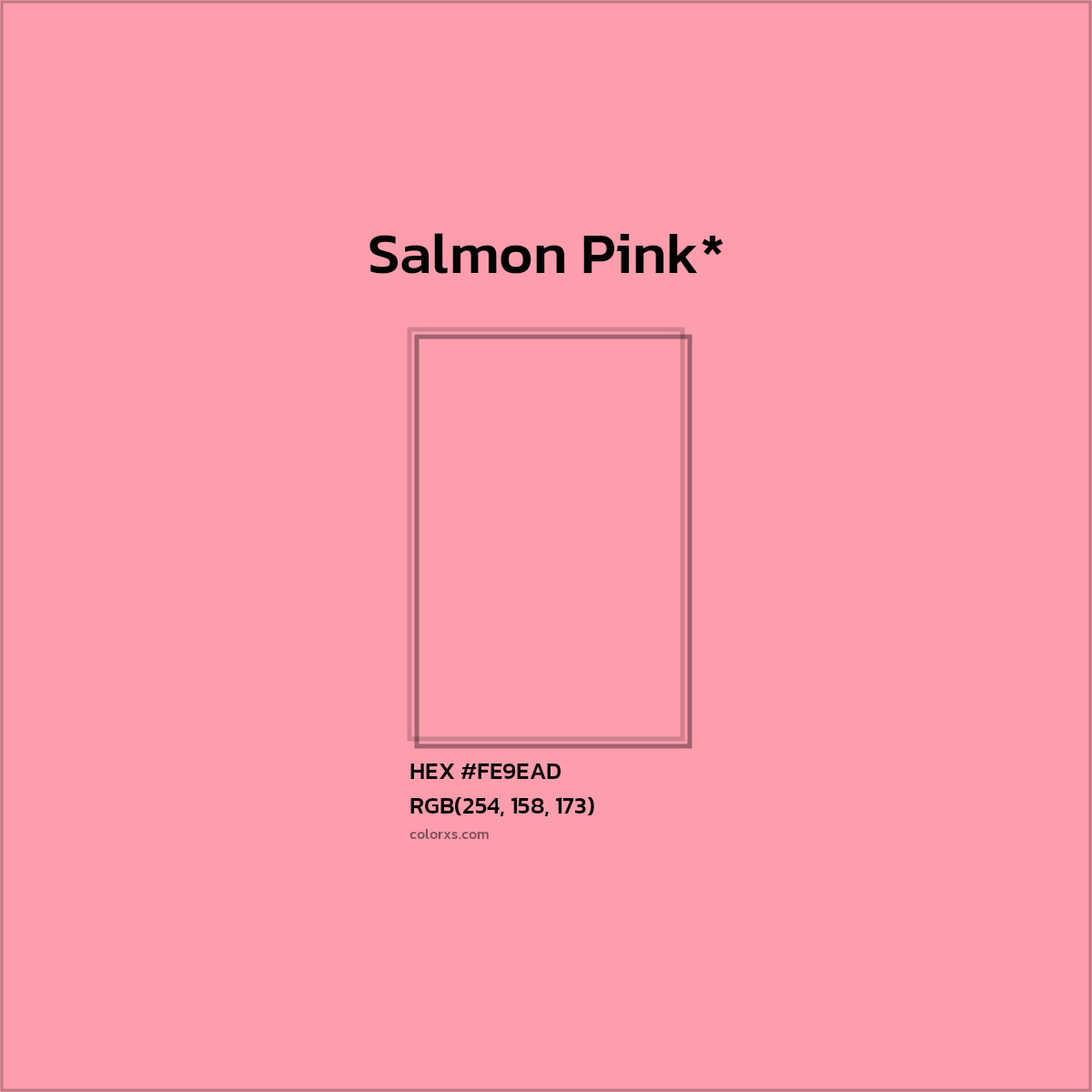 #FE9EAD hex color. RGB, RYB, CMYK, HSL, HSV codes and color conversions. Matching color names, palettes, paints.