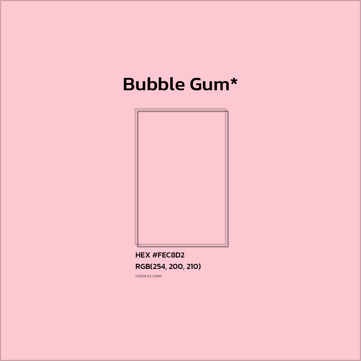 #FEC8D2 hex color. RGB, RYB, CMYK, HSL, HSV codes and color conversions. Matching color names, palettes, paints.