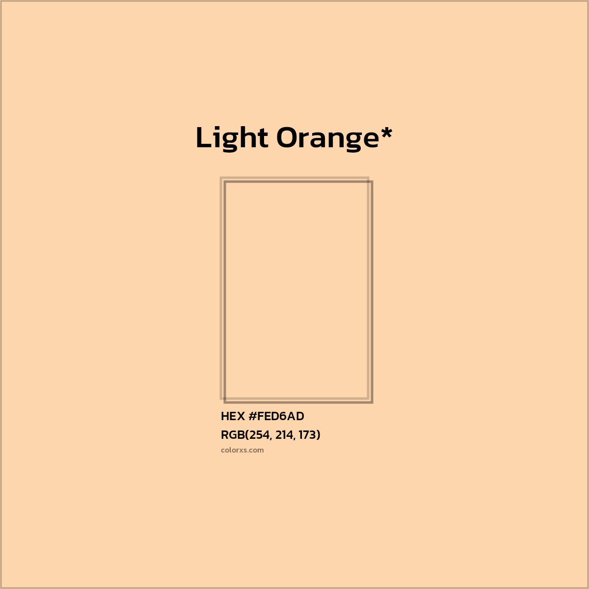 #FED6AD hex color. RGB, RYB, CMYK, HSL, HSV codes and color conversions. Matching color names, palettes, paints.