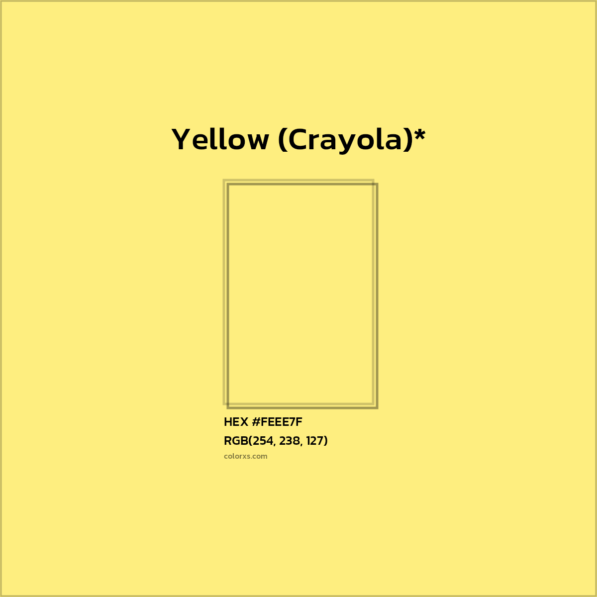 #FEEE7F hex color. RGB, RYB, CMYK, HSL, HSV codes and color conversions. Matching color names, palettes, paints.