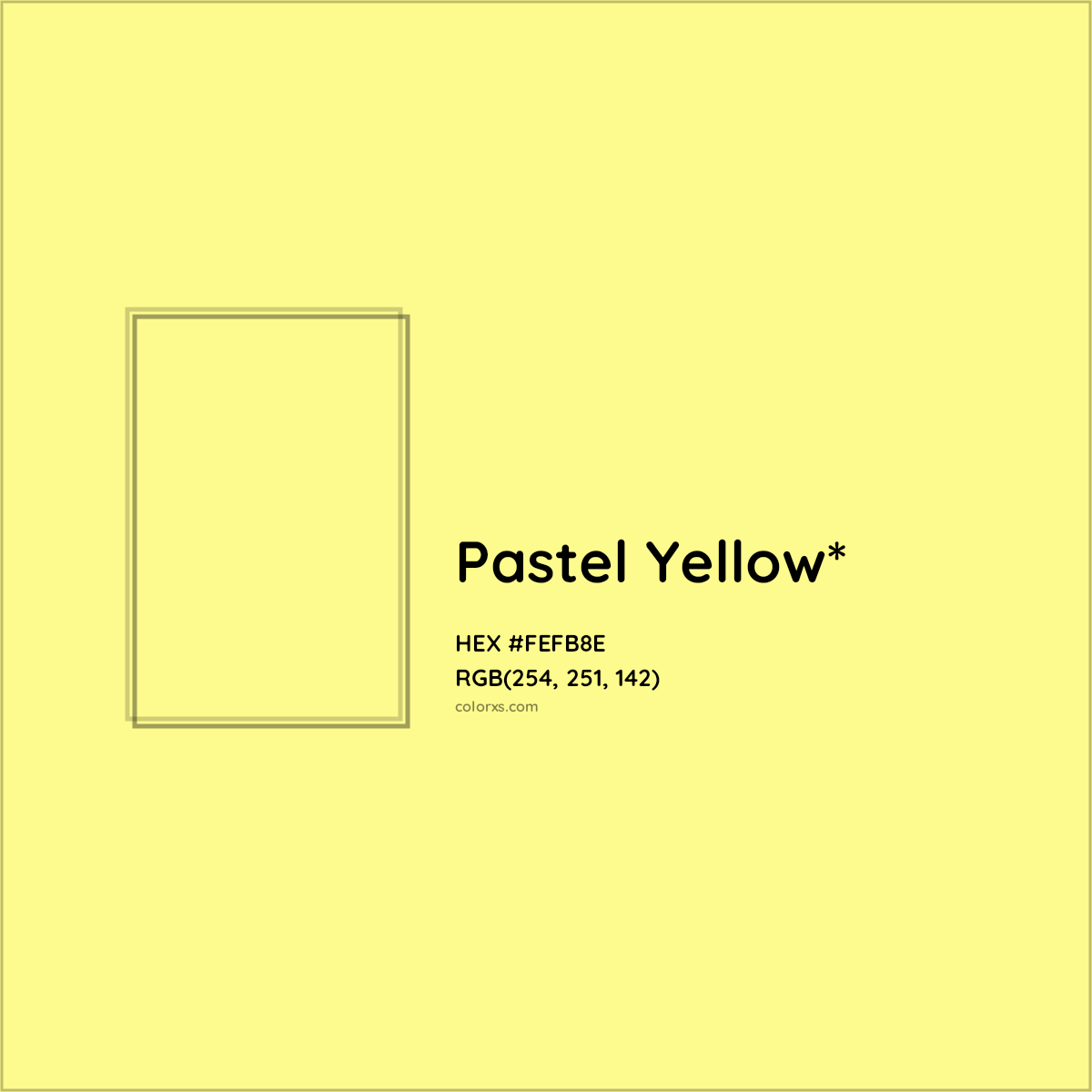 #FEFB8E hex color. RGB, RYB, CMYK, HSL, HSV codes and color conversions. Matching color names, palettes, paints.