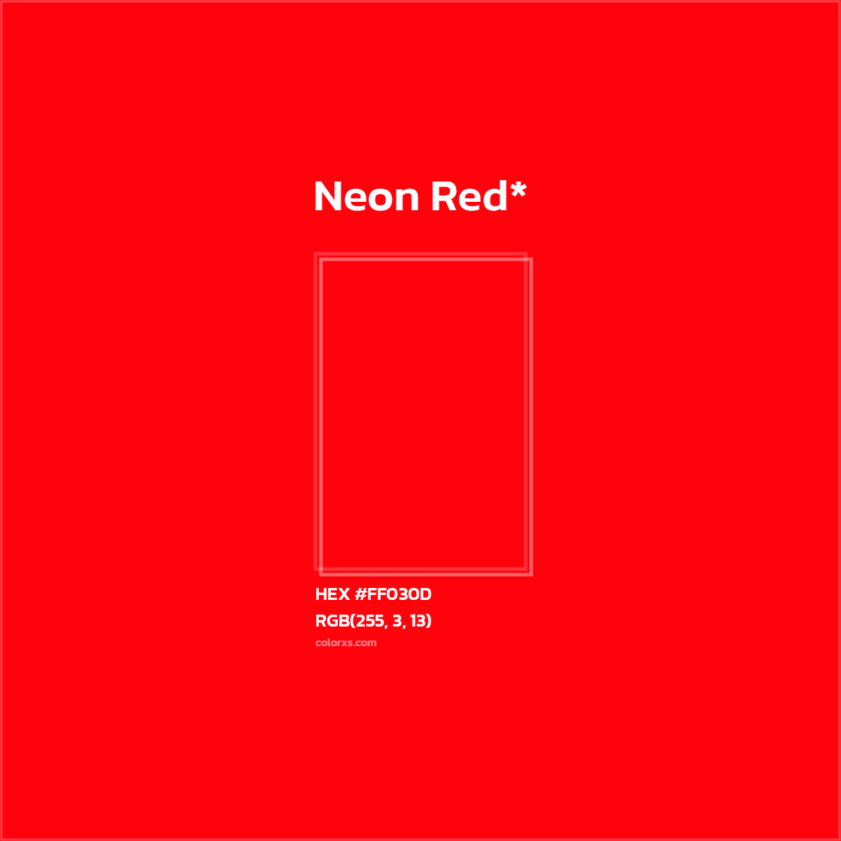 #FF030D hex color. RGB, RYB, CMYK, HSL, HSV codes and color conversions. Matching color names, palettes, paints.