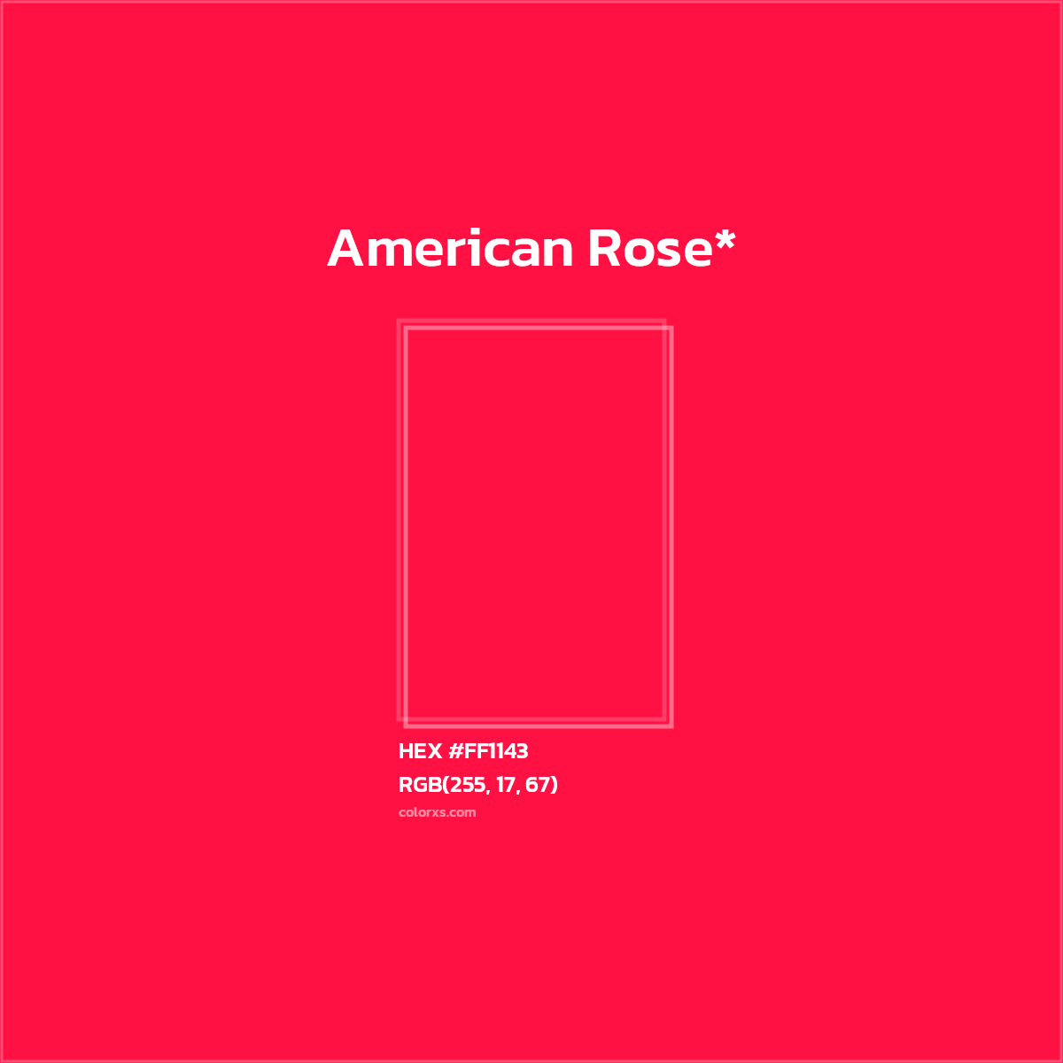 #FF1143 hex color. RGB, RYB, CMYK, HSL, HSV codes and color conversions. Matching color names, palettes, paints.