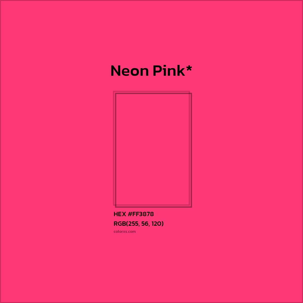 #FF3878 hex color. RGB, RYB, CMYK, HSL, HSV codes and color conversions. Matching color names, palettes, paints.