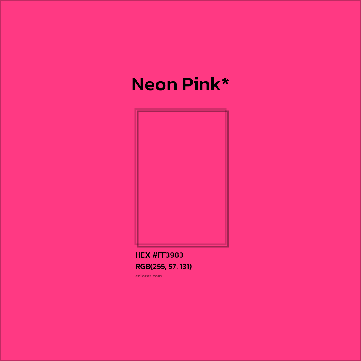 #FF3983 hex color. RGB, RYB, CMYK, HSL, HSV codes and color conversions. Matching color names, palettes, paints.