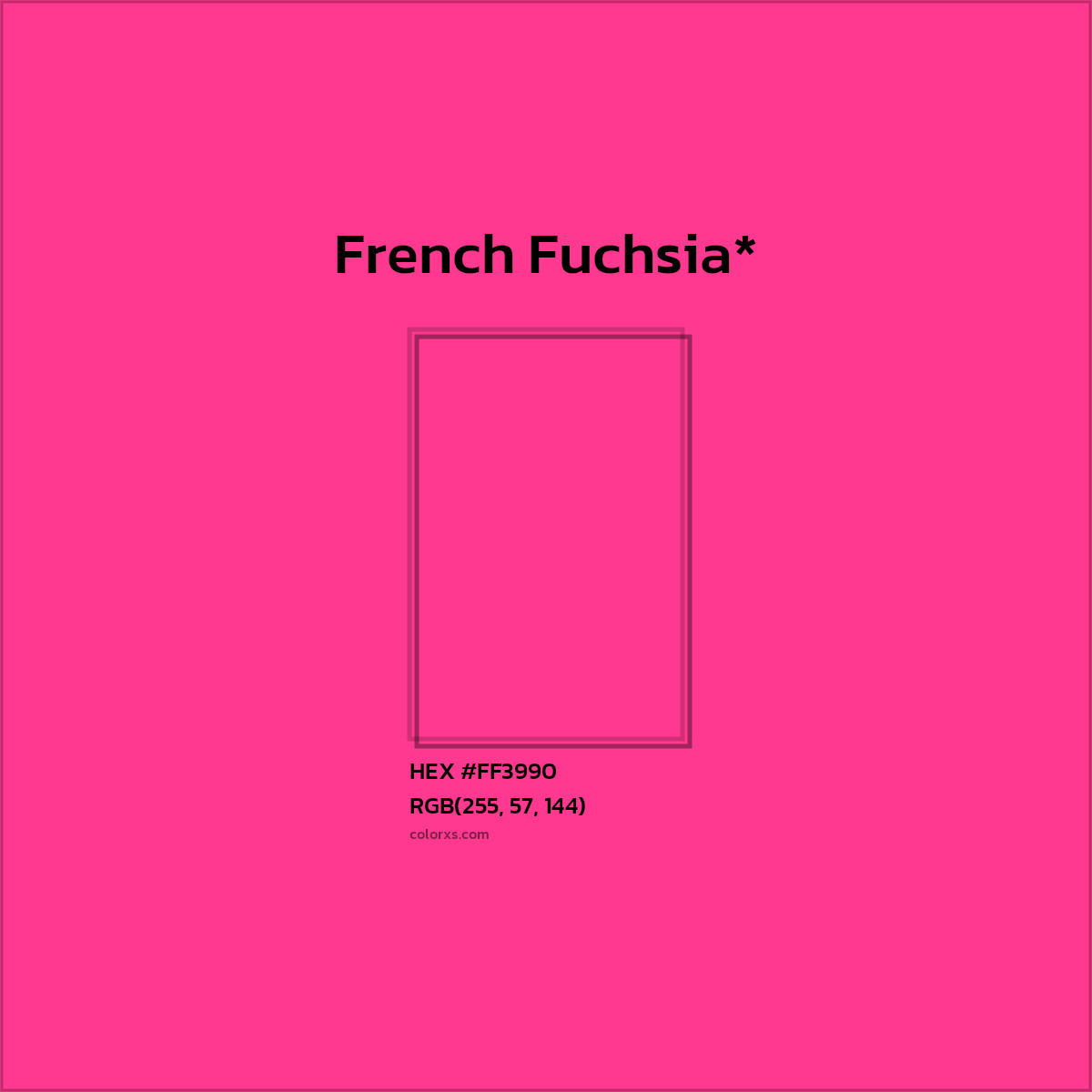 #FF3990 hex color. RGB, RYB, CMYK, HSL, HSV codes and color conversions. Matching color names, palettes, paints.