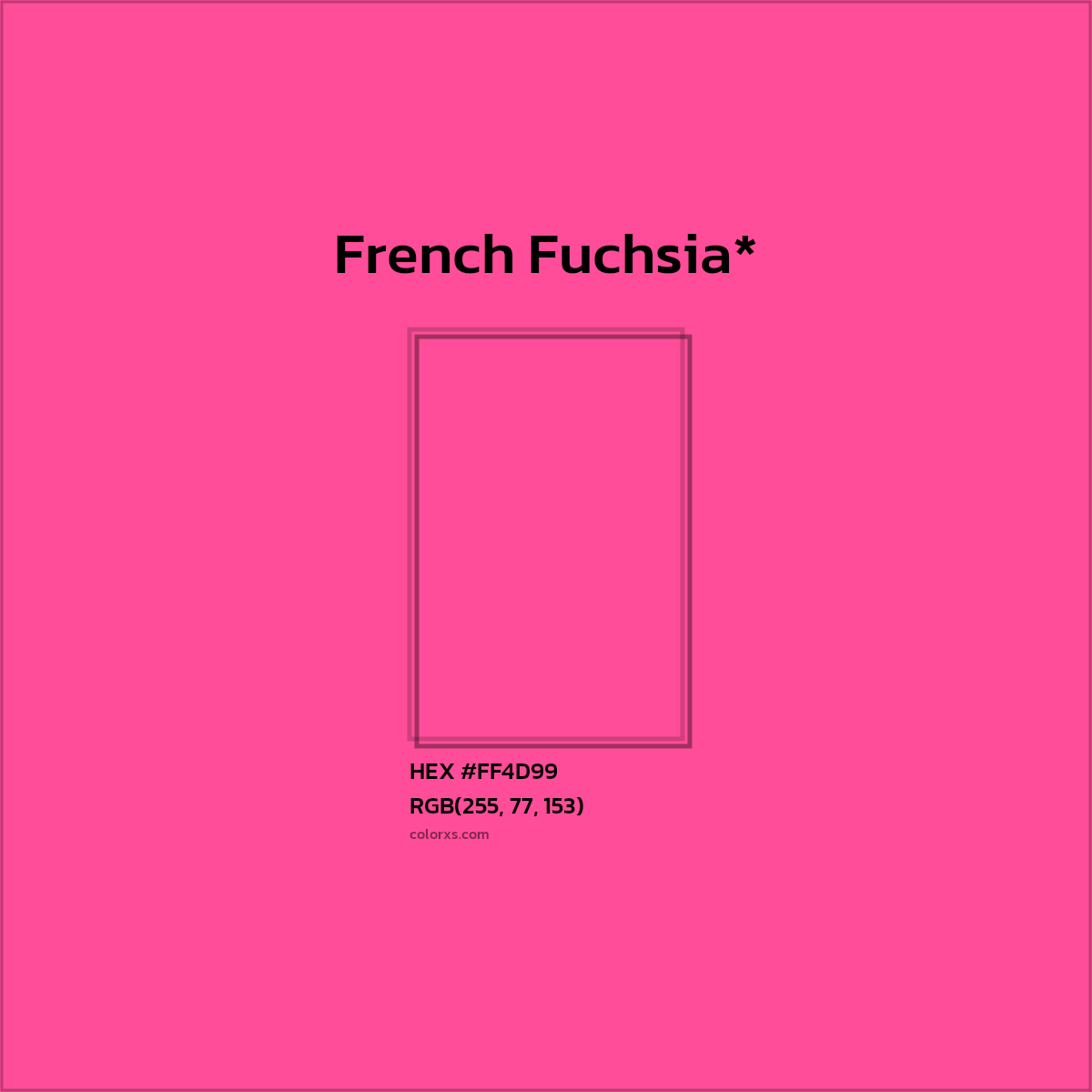 #FF4D99 hex color. RGB, RYB, CMYK, HSL, HSV codes and color conversions. Matching color names, palettes, paints.