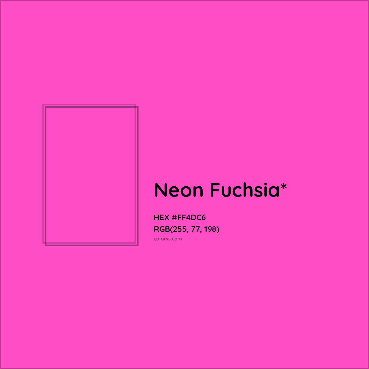 #FF4DC6 hex color. RGB, RYB, CMYK, HSL, HSV codes and color conversions. Matching color names, palettes, paints.