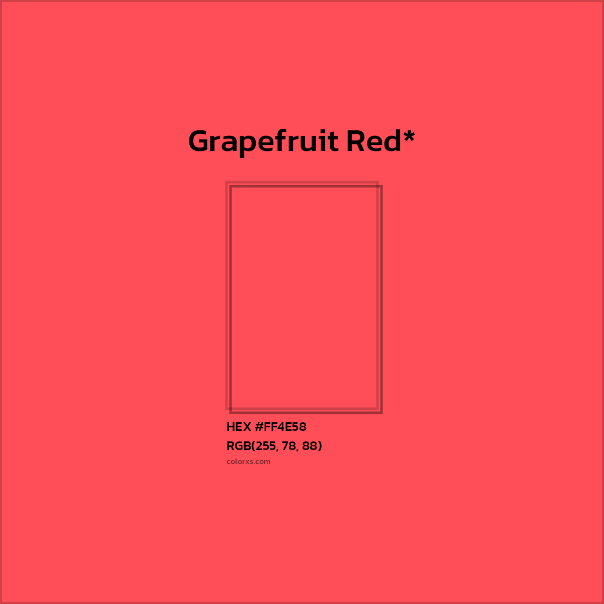 #FF4E58 hex color. RGB, RYB, CMYK, HSL, HSV codes and color conversions. Matching color names, palettes, paints.