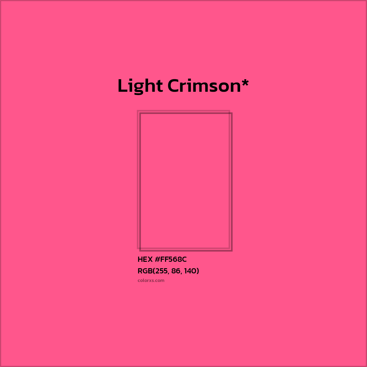 #FF568C hex color. RGB, RYB, CMYK, HSL, HSV codes and color conversions. Matching color names, palettes, paints.