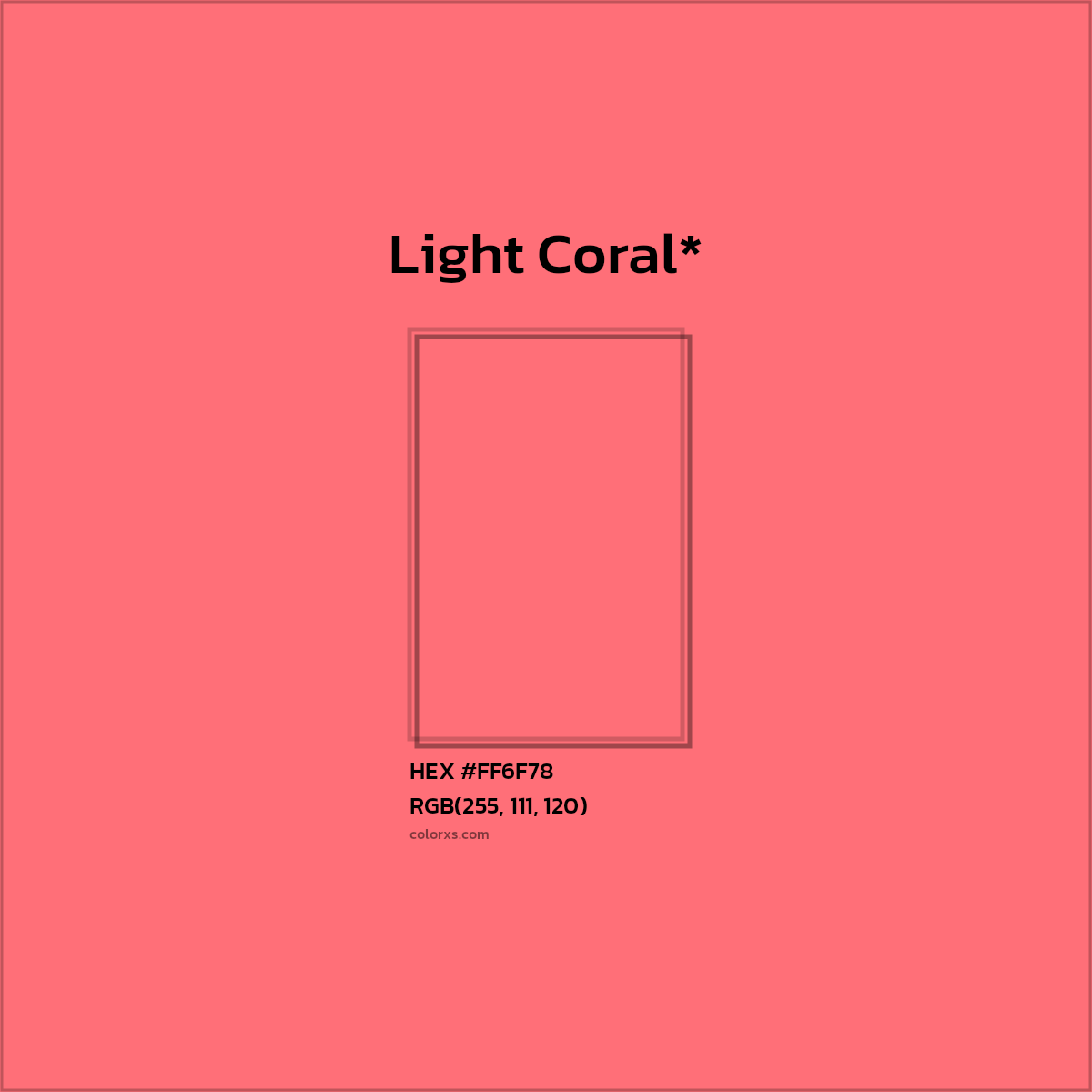 #FF6F78 hex color. RGB, RYB, CMYK, HSL, HSV codes and color conversions. Matching color names, palettes, paints.
