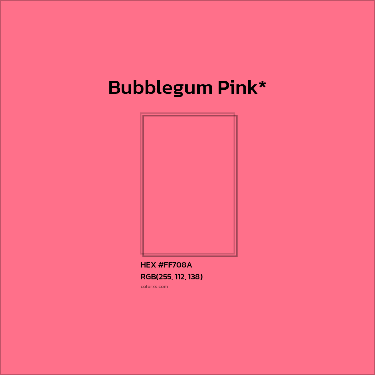 #FF708A hex color. RGB, RYB, CMYK, HSL, HSV codes and color conversions. Matching color names, palettes, paints.