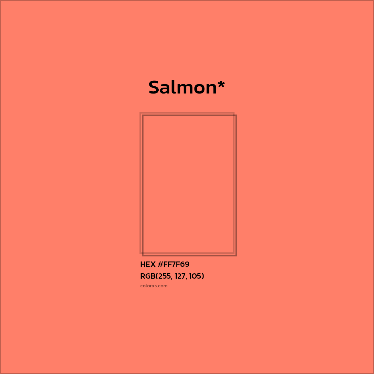 #FF7F69 hex color. RGB, RYB, CMYK, HSL, HSV codes and color conversions. Matching color names, palettes, paints.