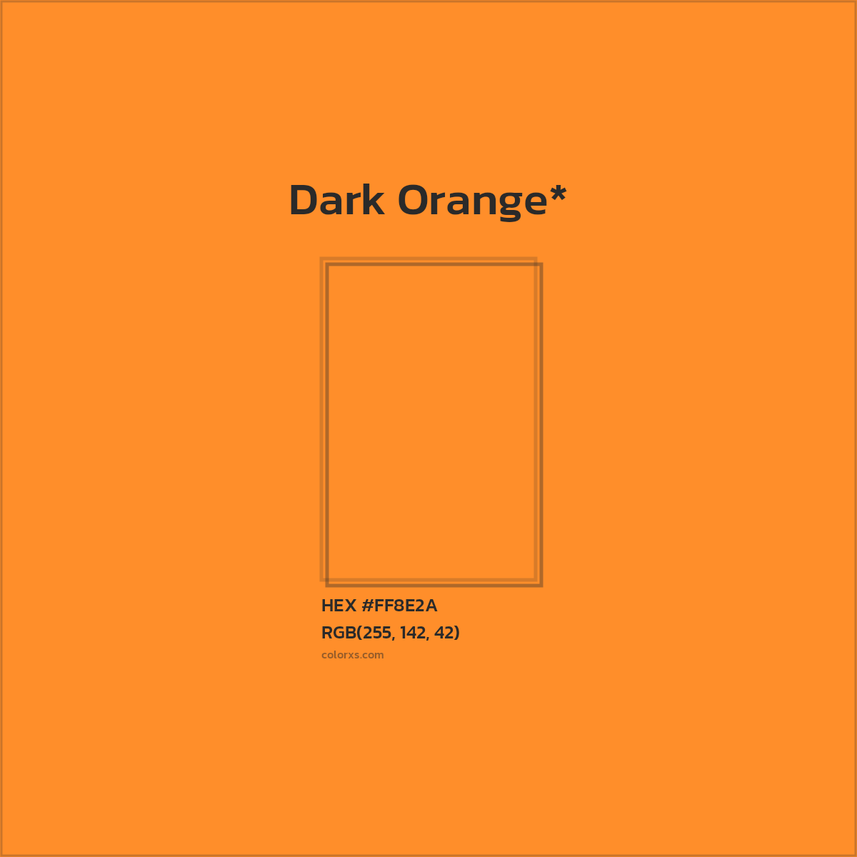#FF8E2A hex color. RGB, RYB, CMYK, HSL, HSV codes and color conversions. Matching color names, palettes, paints.