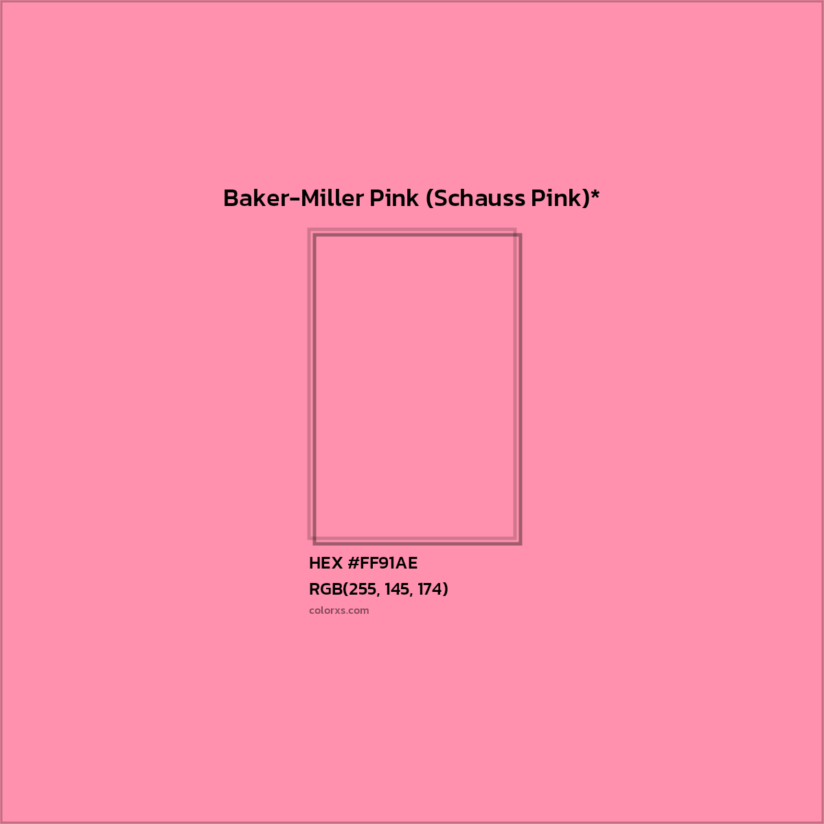 #FF91AE hex color. RGB, RYB, CMYK, HSL, HSV codes and color conversions. Matching color names, palettes, paints.